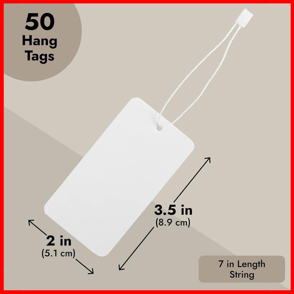 500-Pack Hang Tags with String Attached and Fasteners Blank Writable Cardstock