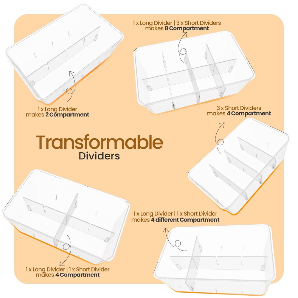 Tea Bag Organizer Set with Lids – 3 Pack Stackable Clear Plastic Storage Bins...