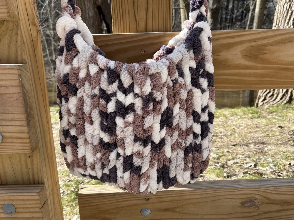 Hand Knit Crochet Tote Bag