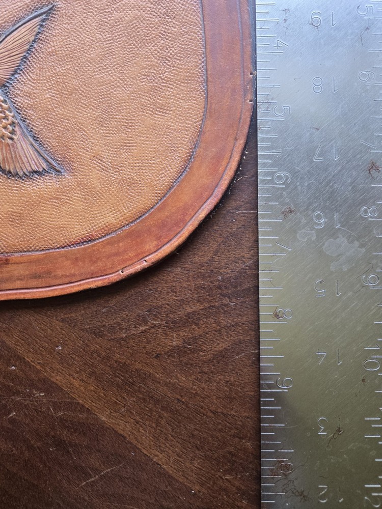 Tooled Leather Hummingbird Roses Panel