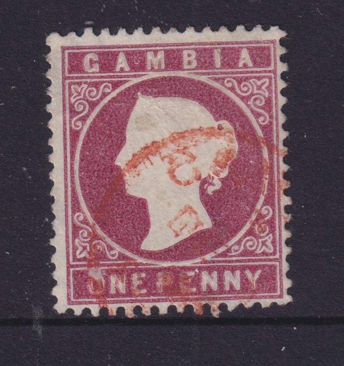 GAMBIA, 1880 Crown CA, 1d. Maroon, used.