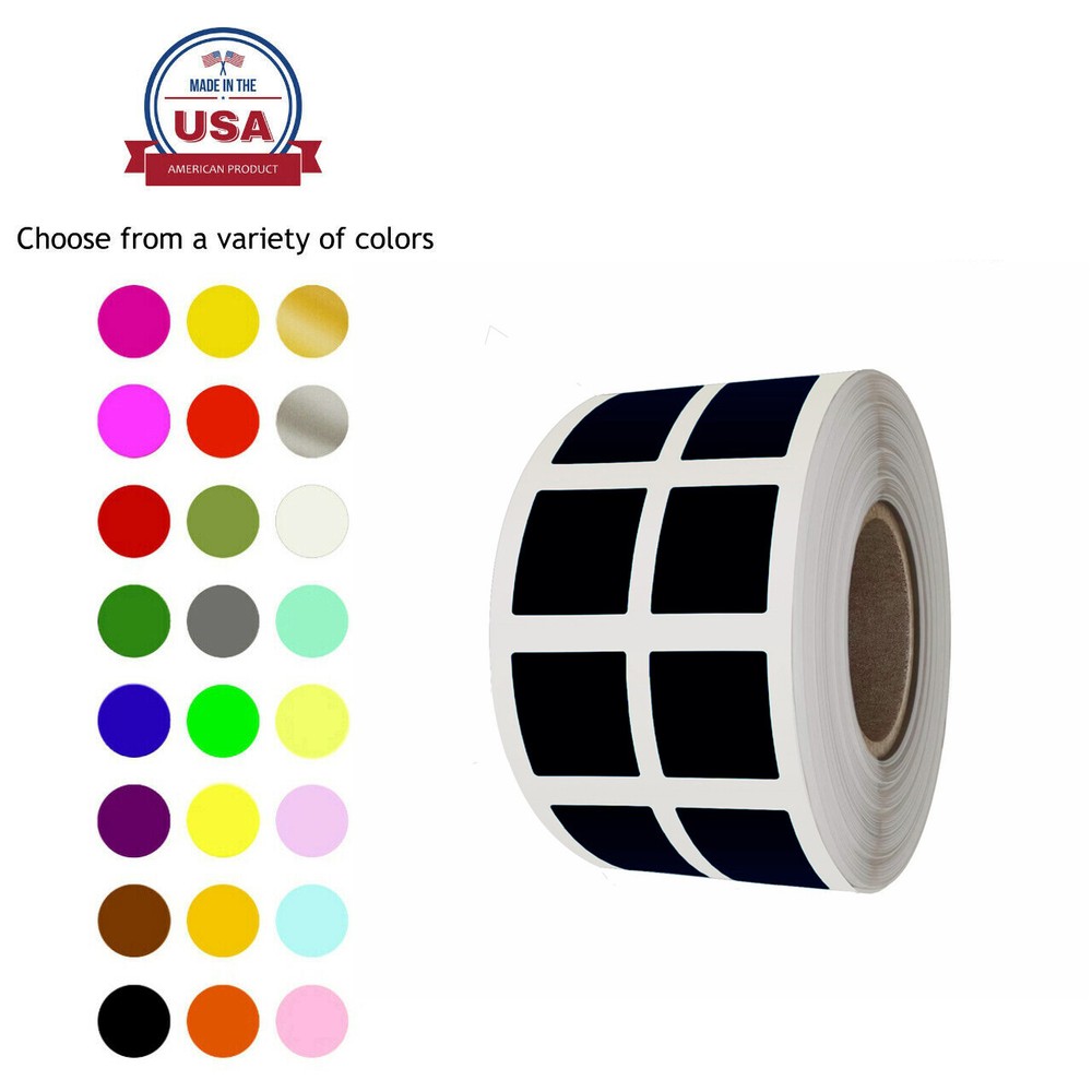 Colored Coding Stickers 1x1 Inch Square Labels in Rolls 1000 Pack