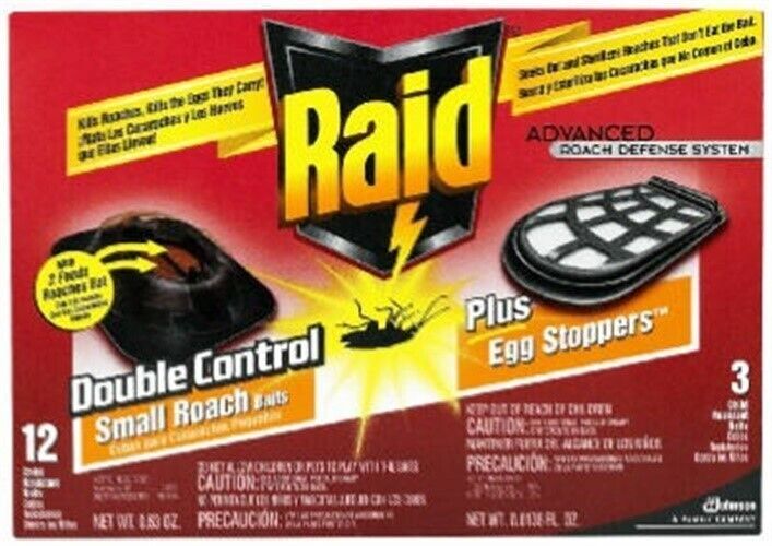 Raid 12 Double Control Small Roach Baits Plus 3 Egg Stoppers 3 Month Protection