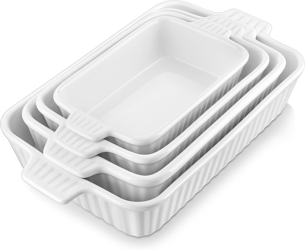 Oven Casserole, Ceramic Baking Pan, Ceramic Bakeware Set of 4