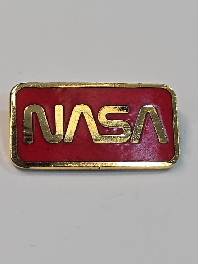 NASA Lapel Pin Red Background Small Size