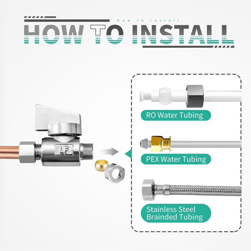 Minimprover 2 Pack Premium Brass 1/4" Compression x 1/4" Compression Angle Va...