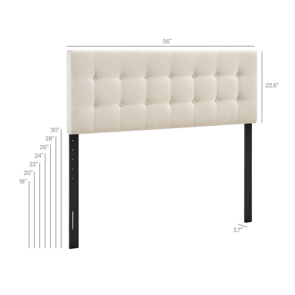 Emily Fabric Upholstered Full Size Headboard in Ecru