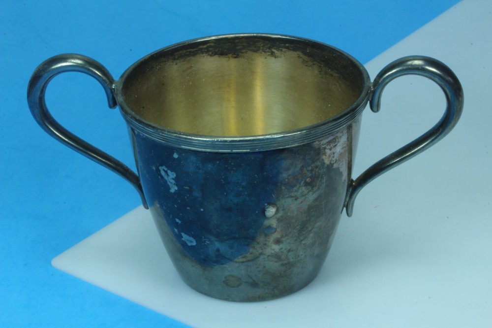 William A. Rogers #4905 Silver Plate Double Handle Cup Engraved AGENDA.