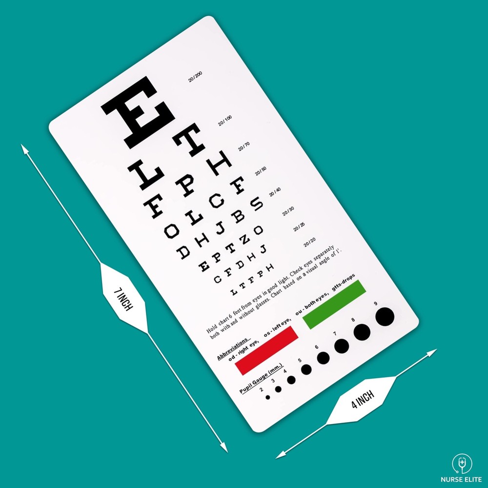 NURSE ELITE Pocket Sized Snellen Eye Chart for Visual Exam