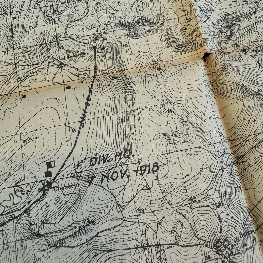 RARE! World War I Sedan Operation Western Front AEF Operations Map