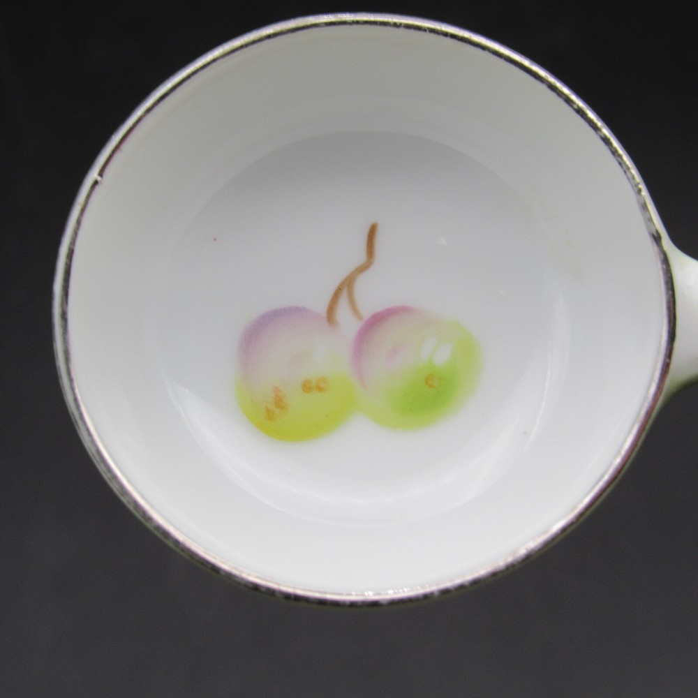 Noritake Jam Spoon, Morimura, 5" Long, Light Green & Silver, Fruit, Hand Painted