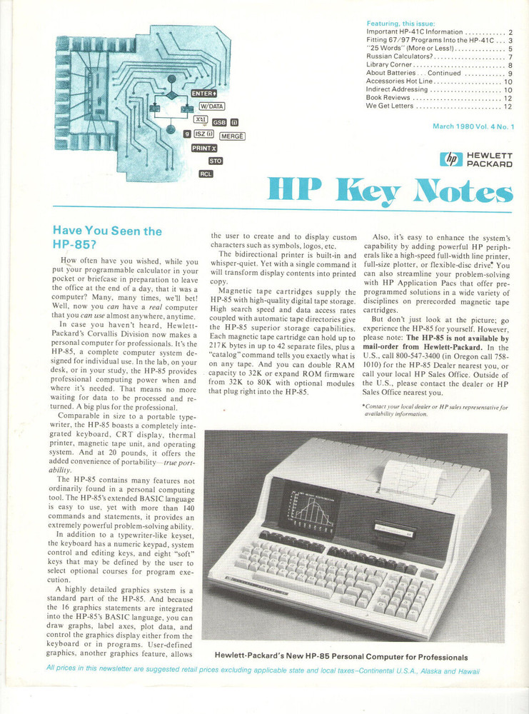 VTG 1980 HEWLETT-PACKARD MAGAZINE! INTRODUCING HP-85 DESKTOP PERSONAL COMPUTER!