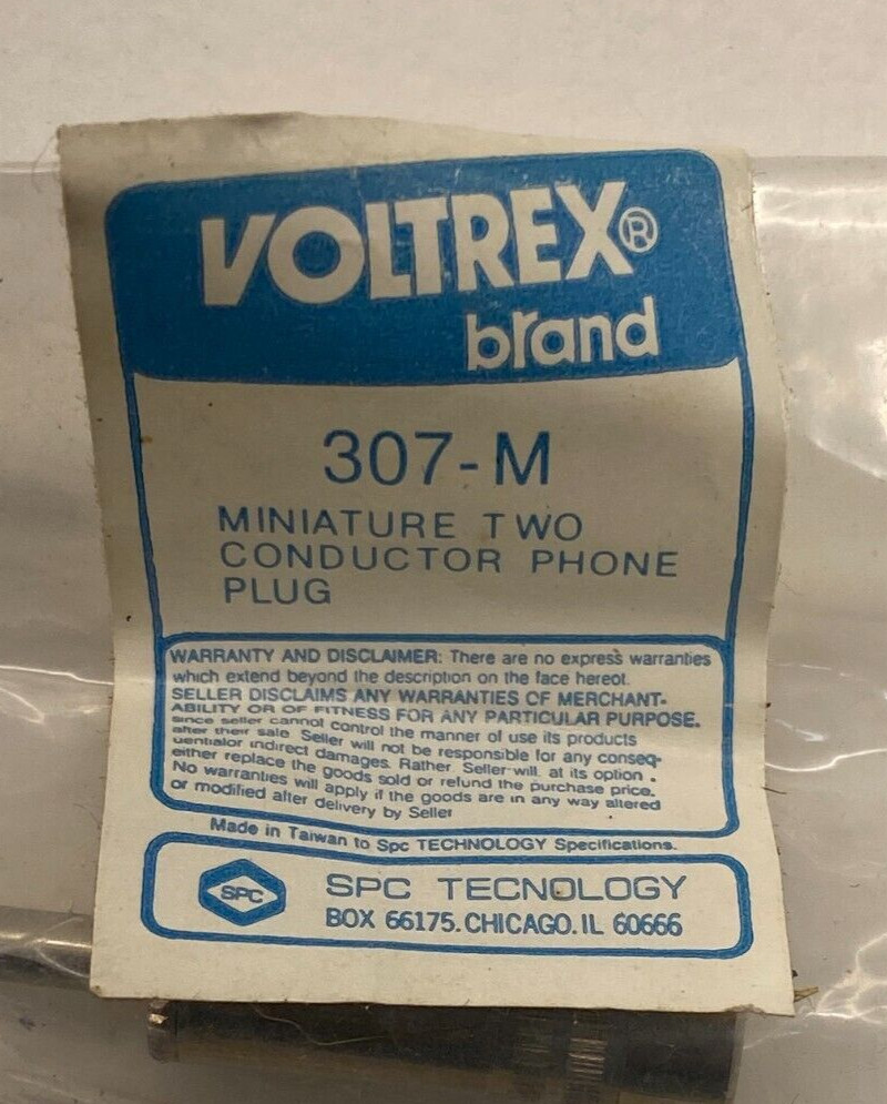 Voltrex 307-M Miniature Two Conductor Phone Plug