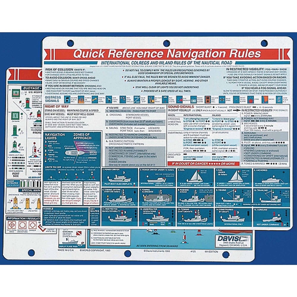 Davis Intruments 125 Davis Quick Reference Navigation Rules Card