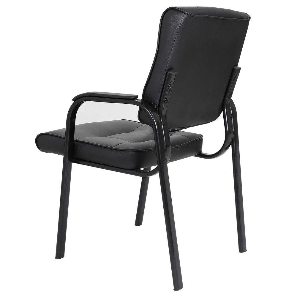 Back Smooth Leather Office Desk Computer Guest Chair with Armrest Reception