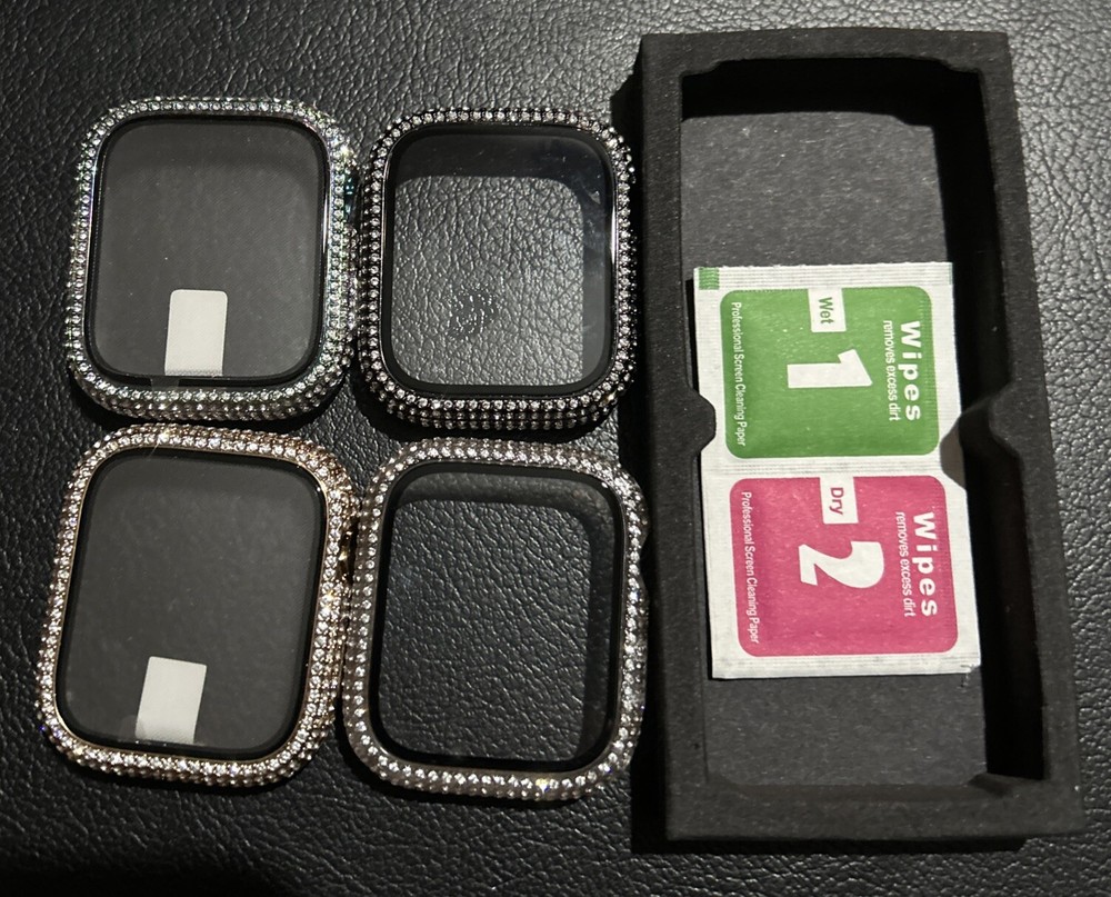 Chanchy 4-pack Compatible 45mm Apple Watch Black/Clear/Rainbow/Bling Case