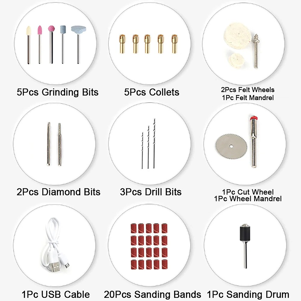 Mini Grinder Rotary Tool Polishing Drill Kit Variable Speed with Accessories