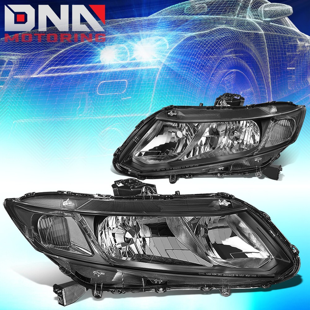 FOR 2012-2015 HONDA CIVIC BLACK HOUSING CLEAR CORNER HEADLIGHT/LAMP LEFT+RIGHT