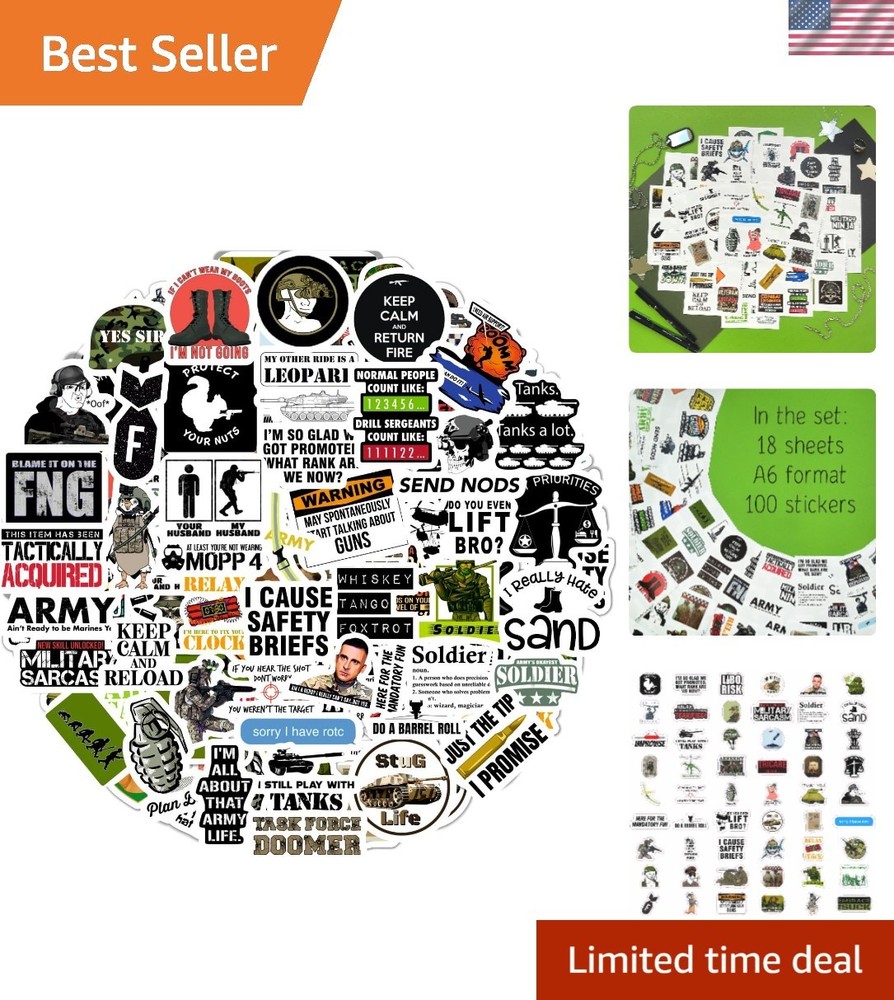 100 High-Quality Army Stickers - Waterproof Decals for Personalization & Decor