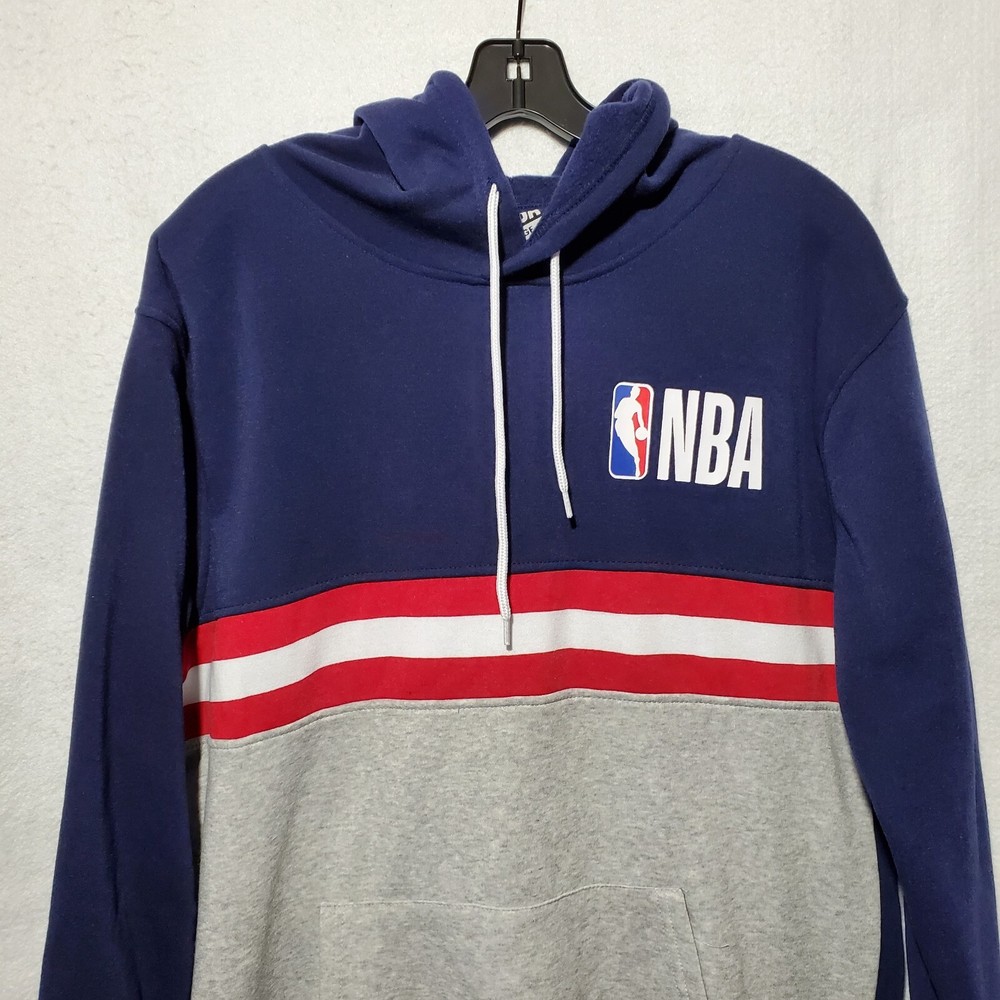 NBA Sweatshirt Hooded Pullover Jacket Large Blue Logo