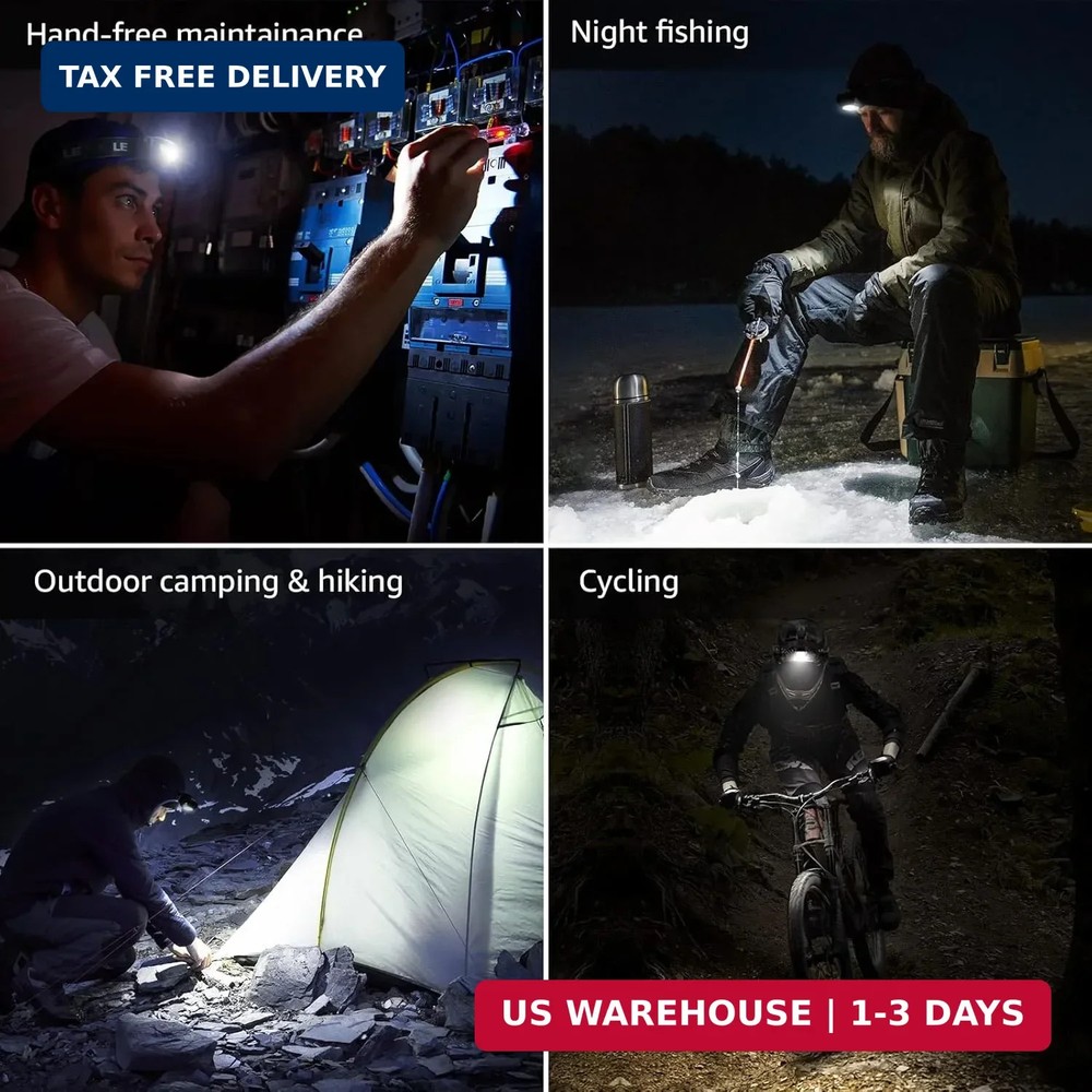 Lepro HeadLamp, 2 Pack Super Bright LED Head lamp with 6 Lighting Modes, Waterpr