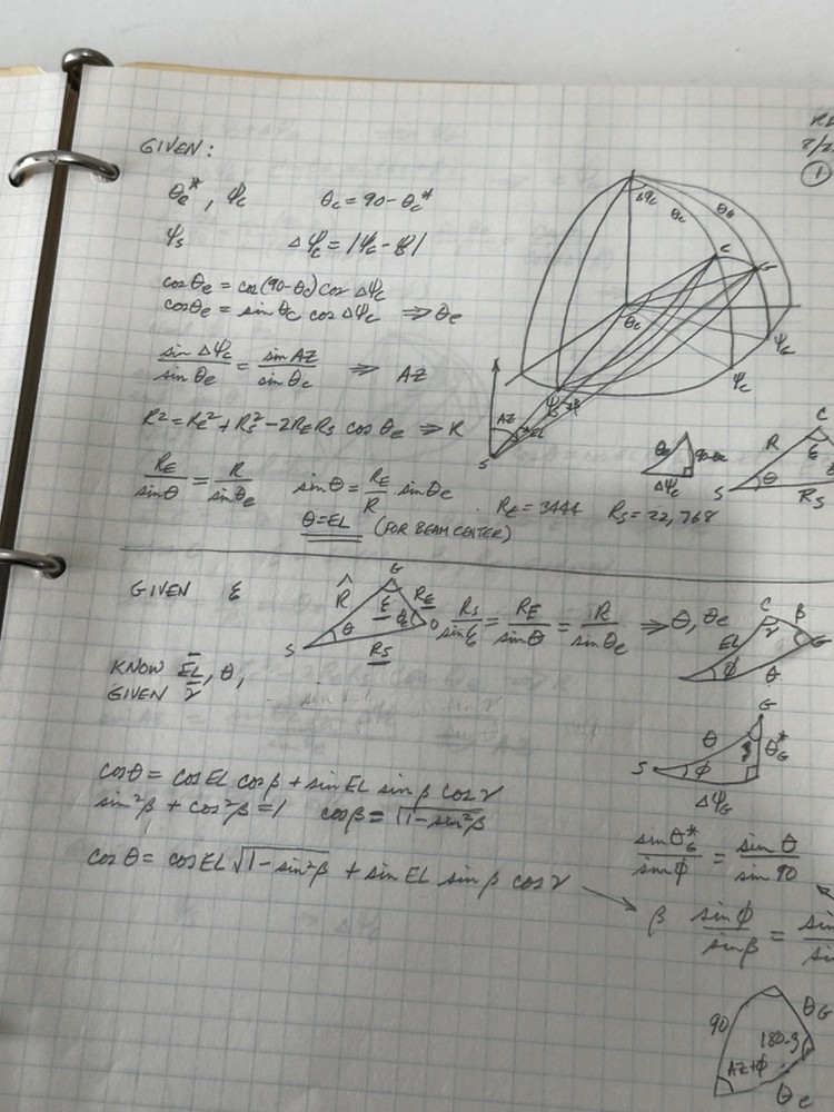 Satellite Tracking Antenna Trajectory Calculation Ephemera HP 9820 Program Notes