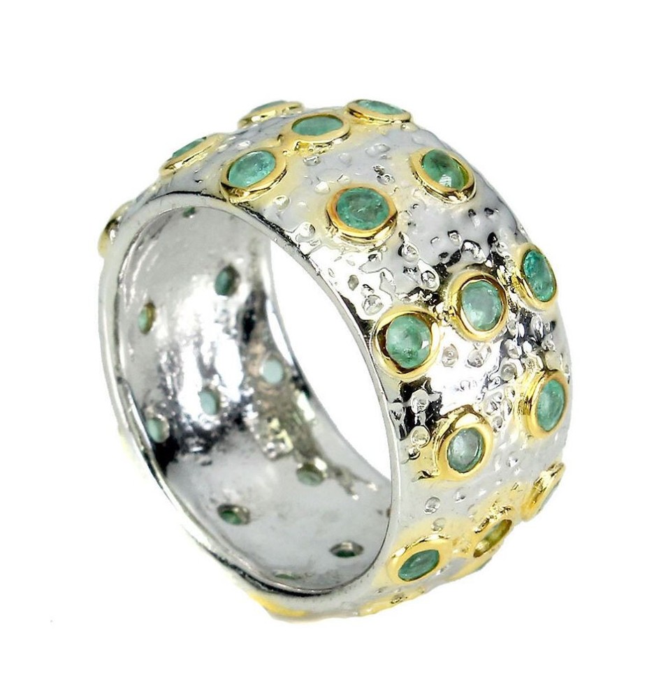 Green Emerald Sterling Silver Ring Size 6.5
