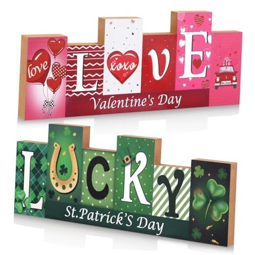 1Pc Reversible Valentine’s Day Decorations & St. Patrick’s Day Decorations for