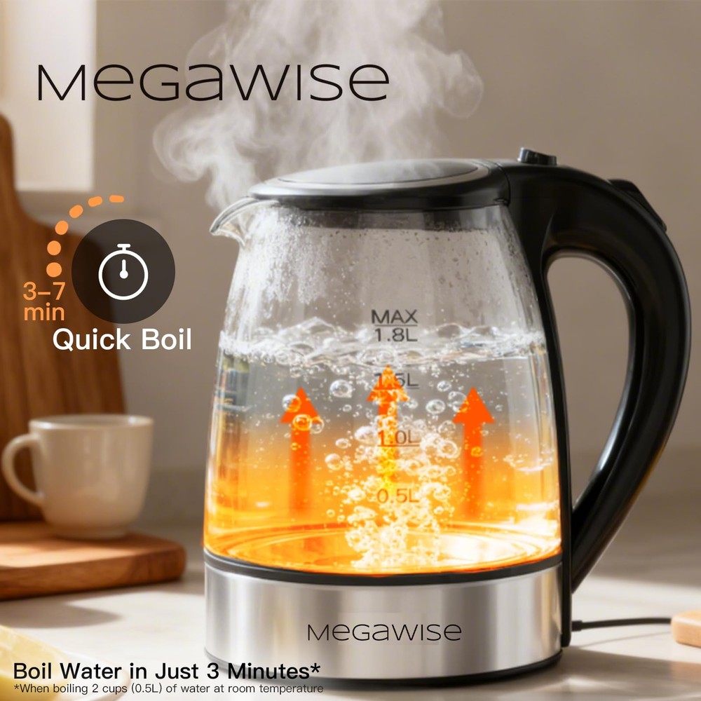 Electric Glass Kettle with Auto ShutOff 1.8L