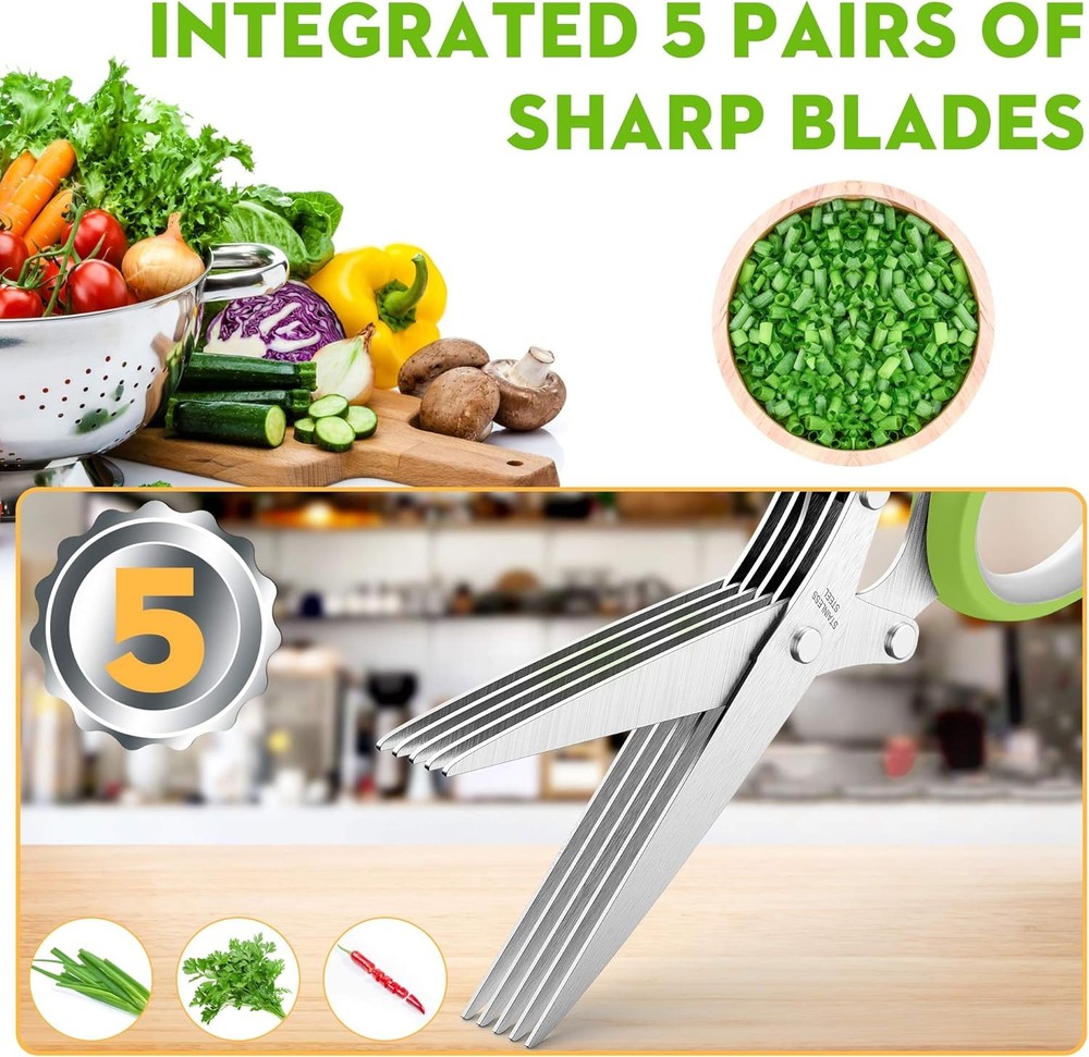 Herb Scissors Set - Unique Kitchen Gadgets for Easy Herb Cutting & Chopping