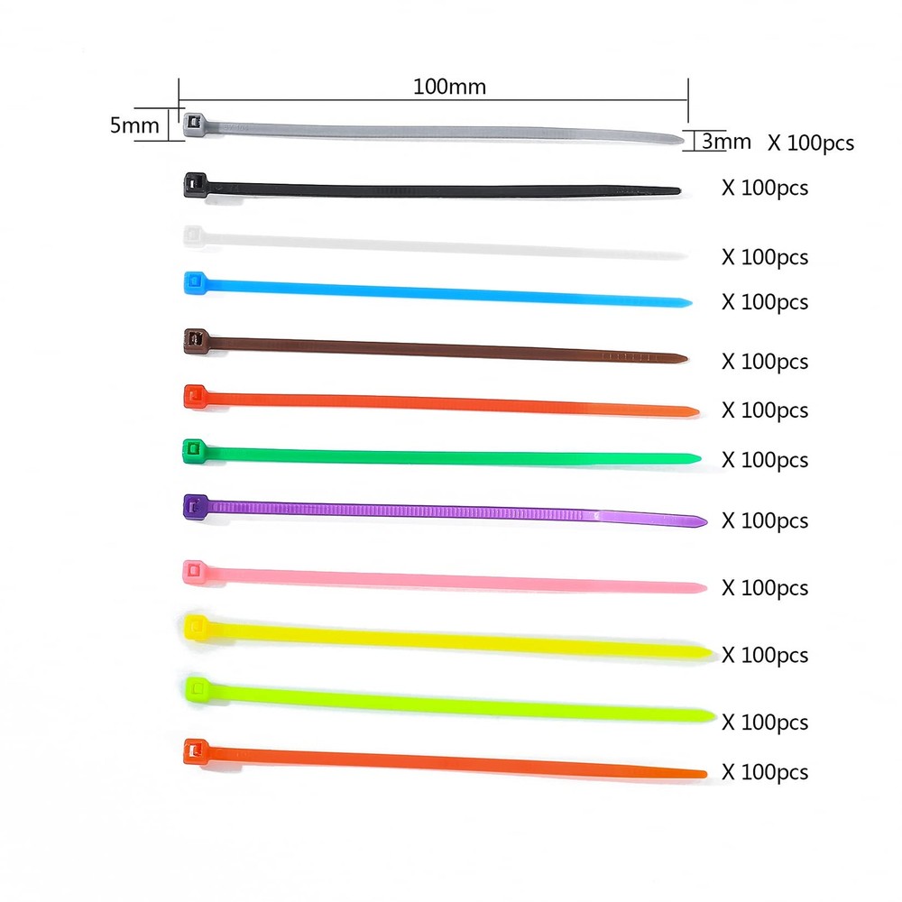 Multicolor Nylon Zip Ties Self Locking Cable Ties Pack