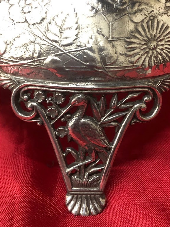 Antique Multi-Colored Glass Celery Vase & Silverplated Castor