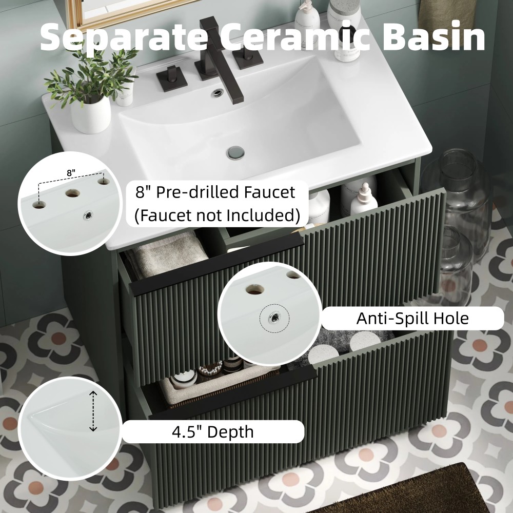 Bathroom Vanity W Ceramic Sink Full Extension Drawers