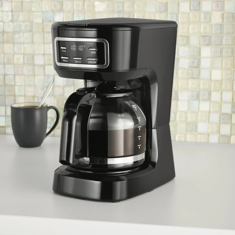 NIB Mainstays 12-Cup Programmable Drip Coffee Maker — Black