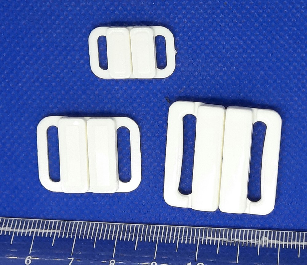 2 Piece Bikini Front Closure, Rubber Band Clasp Nylon WHITE