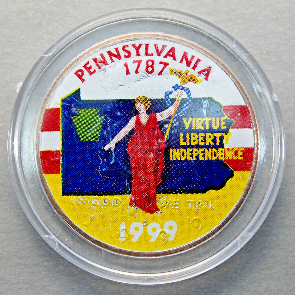 COLORIZED BRILLIANT UNCIRCULATED (PENNSYLVANIA) KENNEDY HALF DOLLAR ....#10438