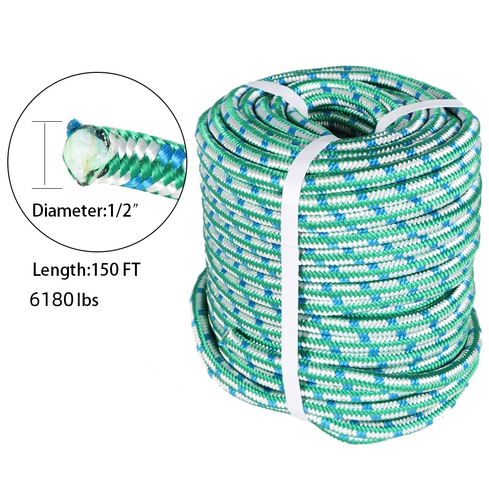 16 Strand 1/2" × 150' Double Braid Polyester Rope Arborist Tree Climbing Rope