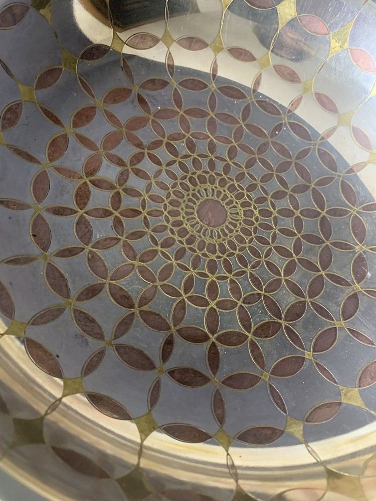 Reed and Barton Handcrafted Bowl Silver Brass Copper Geometric Design 9.5”