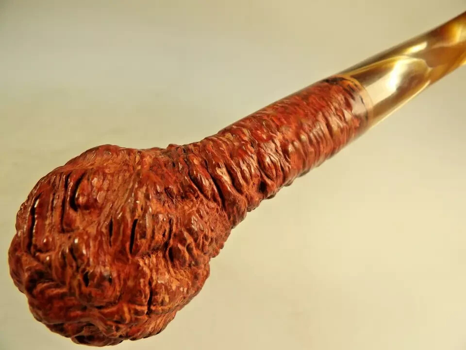 MISTELLA GEM SERIES RUSTIC CARVED VIRGIN FINISH BRIAR LUCITE STEM