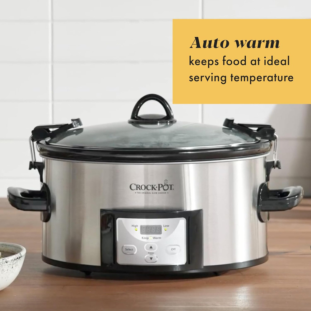 Crock-Pot 6 Quart Cook & Carry Programmable Slow Cooker with Digital Timer Stain