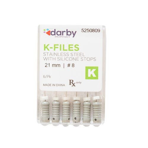 K-Type Files, 21mm, #8, 6/Pkg