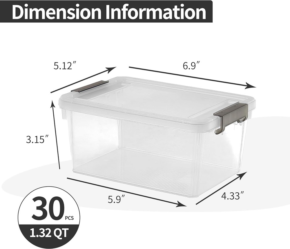 1.3 QT 10 Pack Small Storage Bins Plastic Storage Container Stackable
