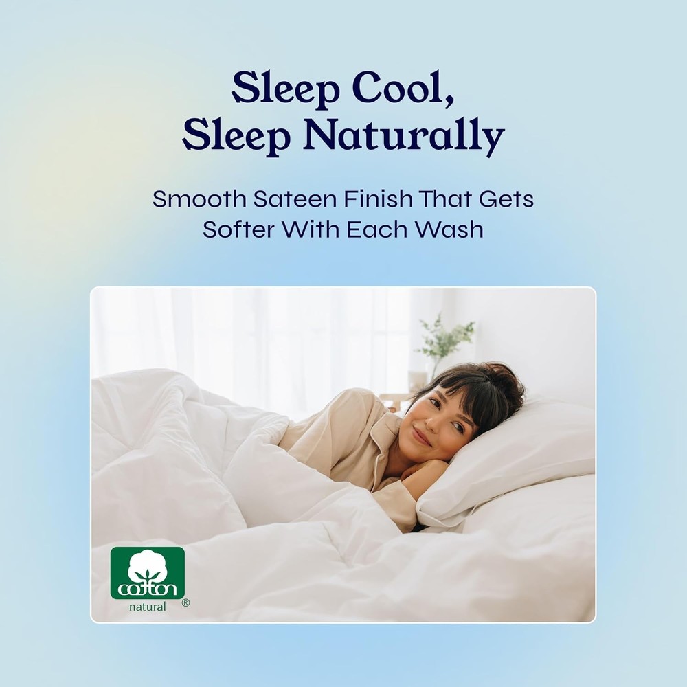 Natural 100% Cotton Sheets Queen Size Bed Set - Soft 400 Thread Count Sateen,...