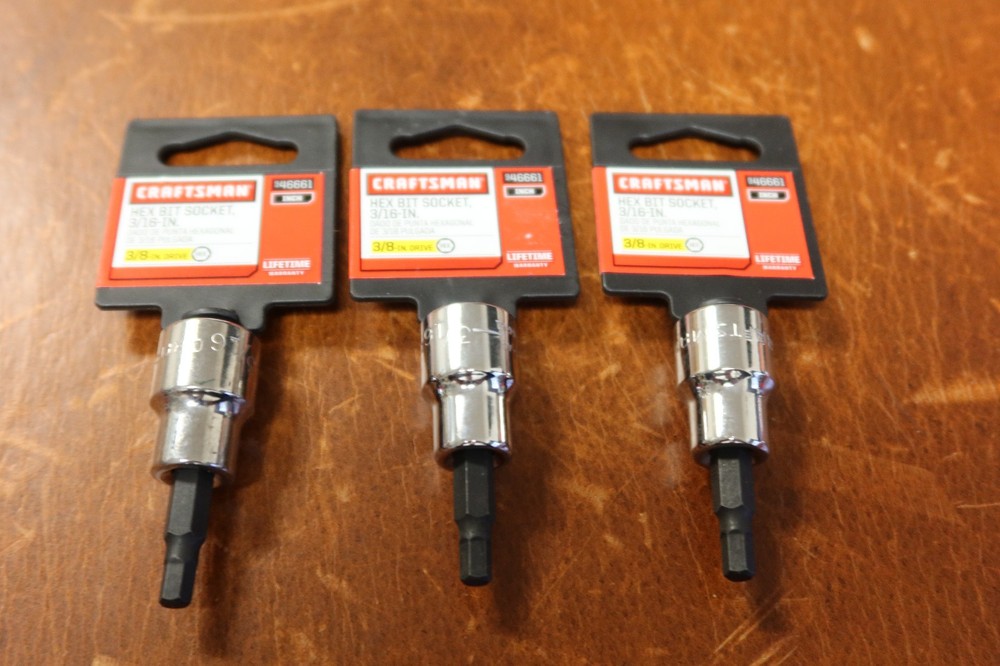 3-count Craftsman 3/16" Hex Bit Socket - 3/8" Drive - # 46661