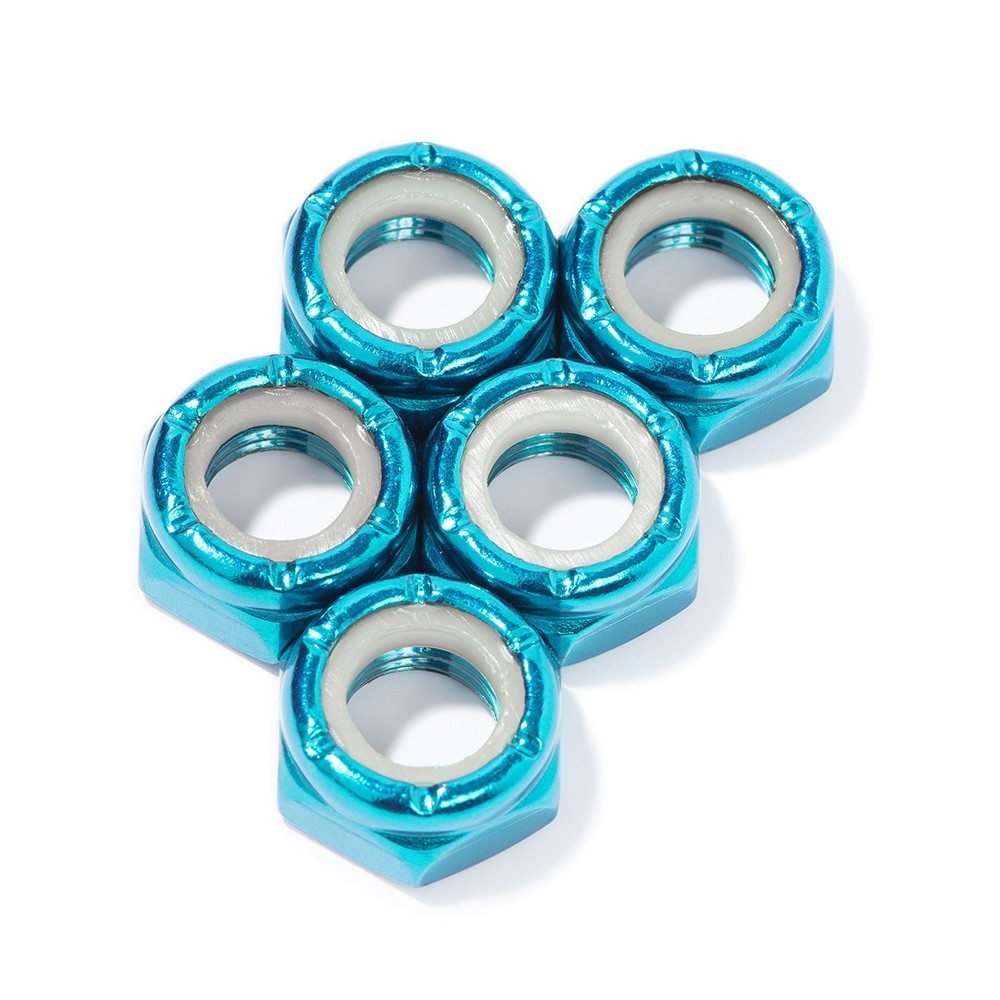 Custom Axle Nuts Hardware (5) Skateboard / Long Board / Cruiser - CYAN