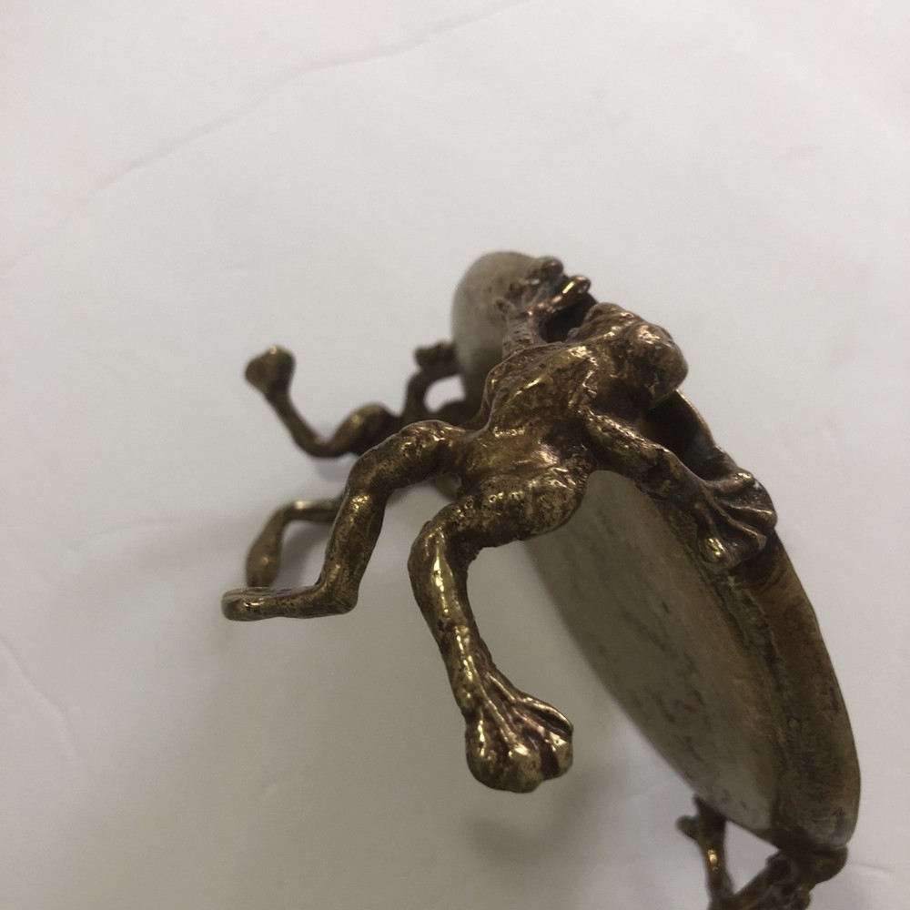 Antique Georgian Solid Brass Tazza Dish Centrepiece Held By Three Frogs