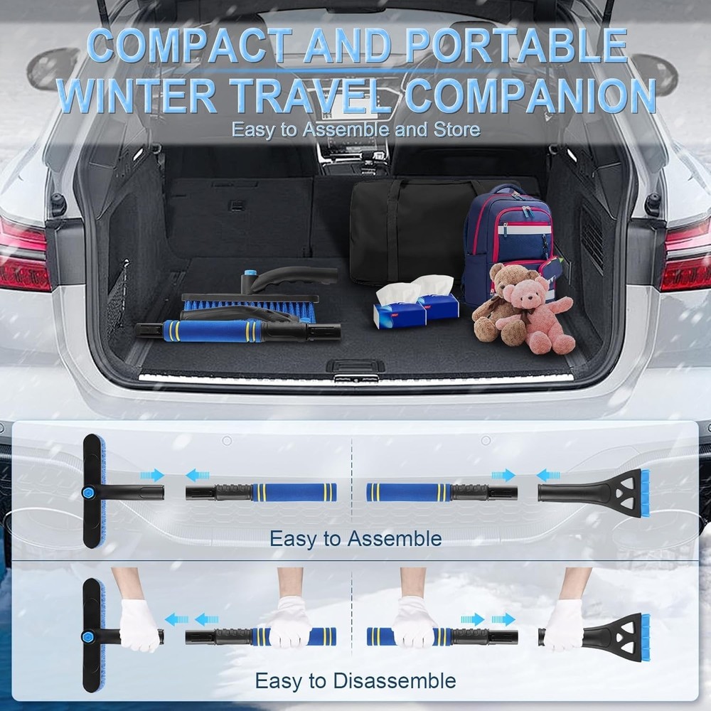 Extendable 32" Snow Brush & Ice Scraper for Car Windshields