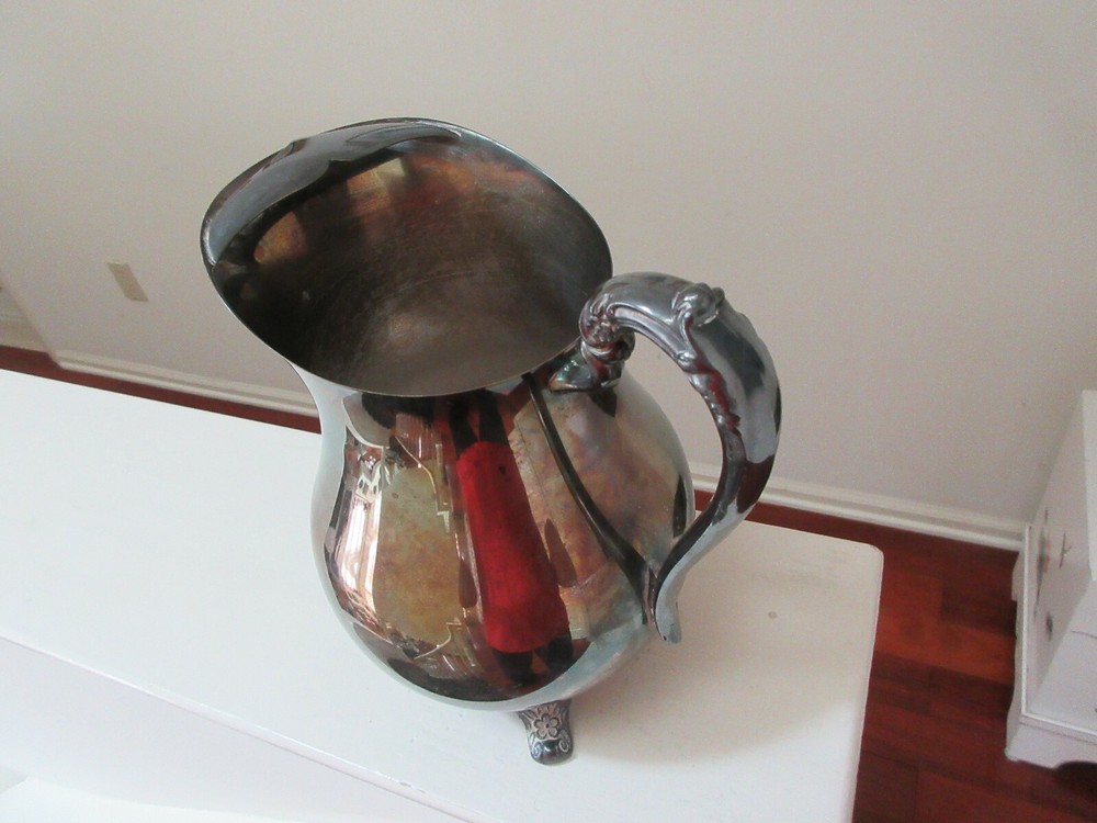 Pitcher , Silver Plated , 4 Footed , 9" High ,19" Circumference , Vintage