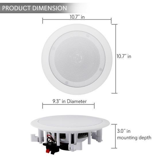 Dual 8’’ Bluetooth Ceiling / Wall Speakers, 2-Way Flush Mount Home Speaker Pair