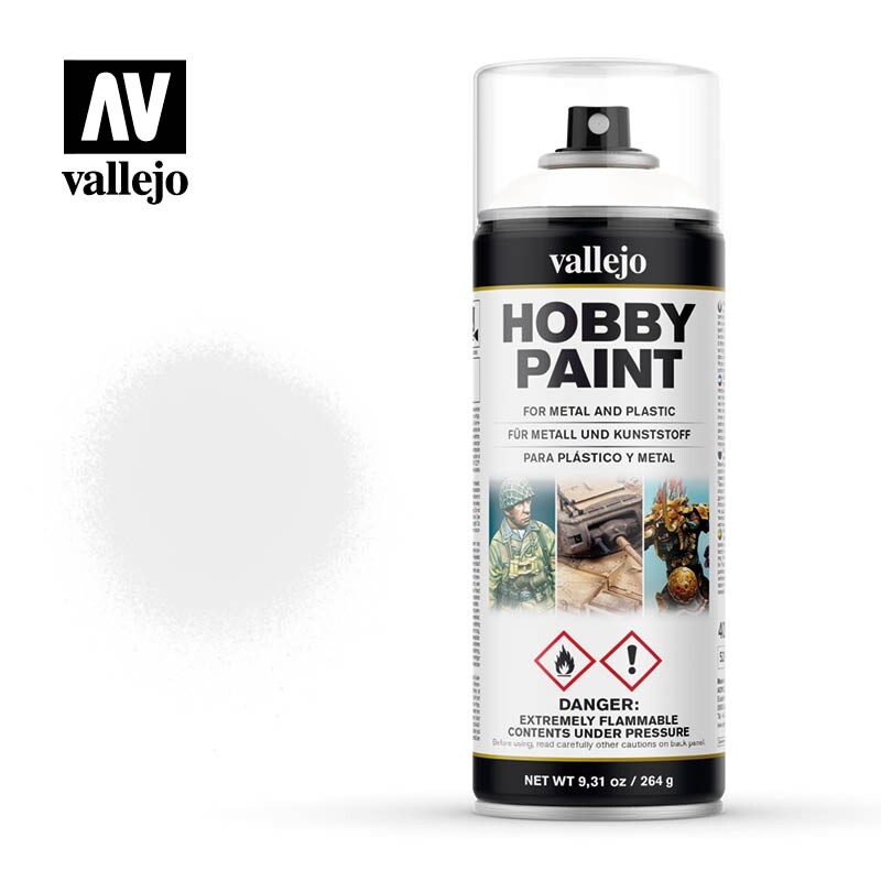 Vallejo Basic White Primer Spray 400ml VLJ28010